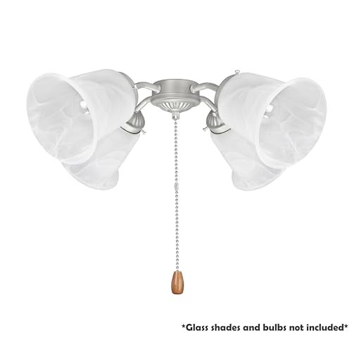 Aspen Creative 22003-11, Four-Light Ceiling Fan Fitter Light Kit with Pull Chain, Brushed Nickel - Image 3