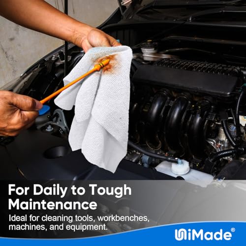 UNIMADE Shop Towel Rags, 50 Pack Reusable Shop Rags Bulk Microfiber Cleaning Cloth Lint Free Cleaning Towels for Car Kitchen Automotive Bar Mechanic Restaurant Garage, 11.5"x 11.5", White - Image 5