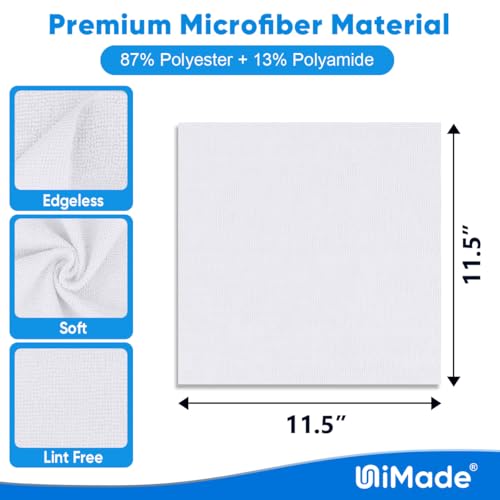 UNIMADE Shop Towel Rags, 50 Pack Reusable Shop Rags Bulk Microfiber Cleaning Cloth Lint Free Cleaning Towels for Car Kitchen Automotive Bar Mechanic Restaurant Garage, 11.5"x 11.5", White - Image 2