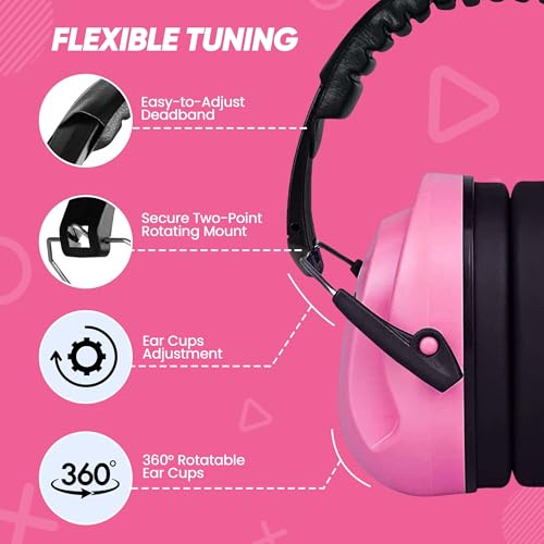 Everyday Educate Ear Muffs for Kids Ear Protection, Noise Cancelling Headphones for Toddlers, Autism, with Adjustable Head Band, Ear Protection for Kids Football Game, Concerts, Air Shows, Fireworks (Pink) - Image 5