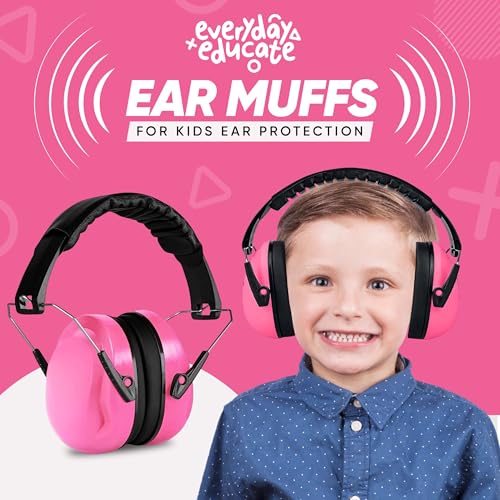 Everyday Educate Ear Muffs for Kids Ear Protection, Noise Cancelling Headphones for Toddlers, Autism, with Adjustable Head Band, Ear Protection for Kids Football Game, Concerts, Air Shows, Fireworks (Pink) - Image 2