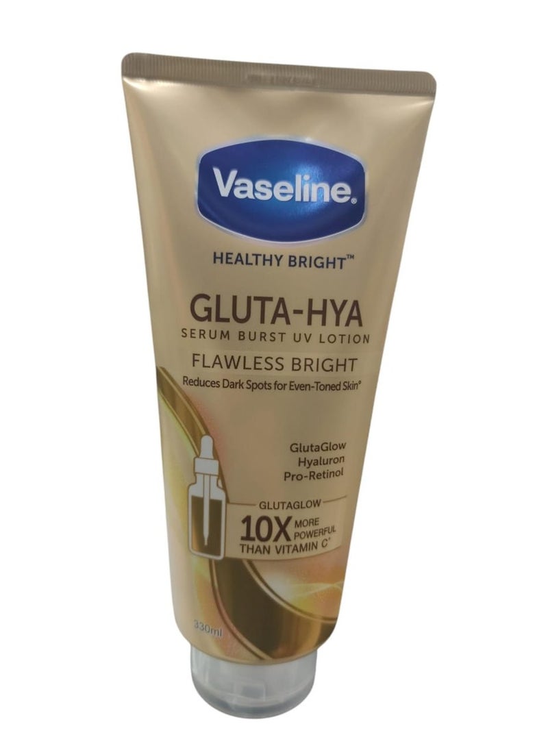 Vaseline Essential Even Tone Flawless Glow Gluta-Hya Serum Burst UV Lotion 10X More Powerful than Vitamin C - 330ml