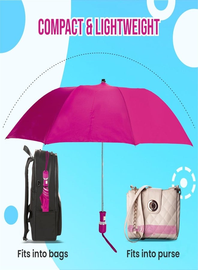 Btag Round Handle 2 Fold Small size Pink Portable Auto Open Umbrella for Men Women & Kids | UV Protection, Waterproof, Rain, Sunlight Protection | Pack of 1 | Pink - Image 3