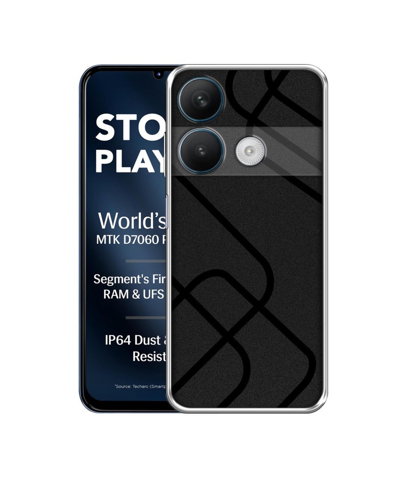 Casotec Zig-Zag Black Line Design Printed Silicon Soft TPU Back Case Cover for Lava Storm Play 5G - Image 1