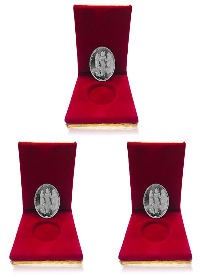 NINE10 Silver Plated Coins 10 Grams German Silver of Ram Darbar for Ram Navami Pooja or Diwali Gift Items for Men, Women, Staff, Customer, Clients, Corporate with Velvet Gift Box (Pack of 3 Pcs) - Image 1