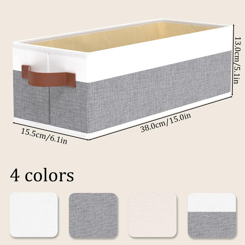 OUTBROS Storage Bins,Foldable Storage Baskets for Organizing,Fabric Storage Boxes With Handles,For bedrooms, living rooms, Shelves,Gray/White,15x6.1x5.1in,3-Pack - Image 4