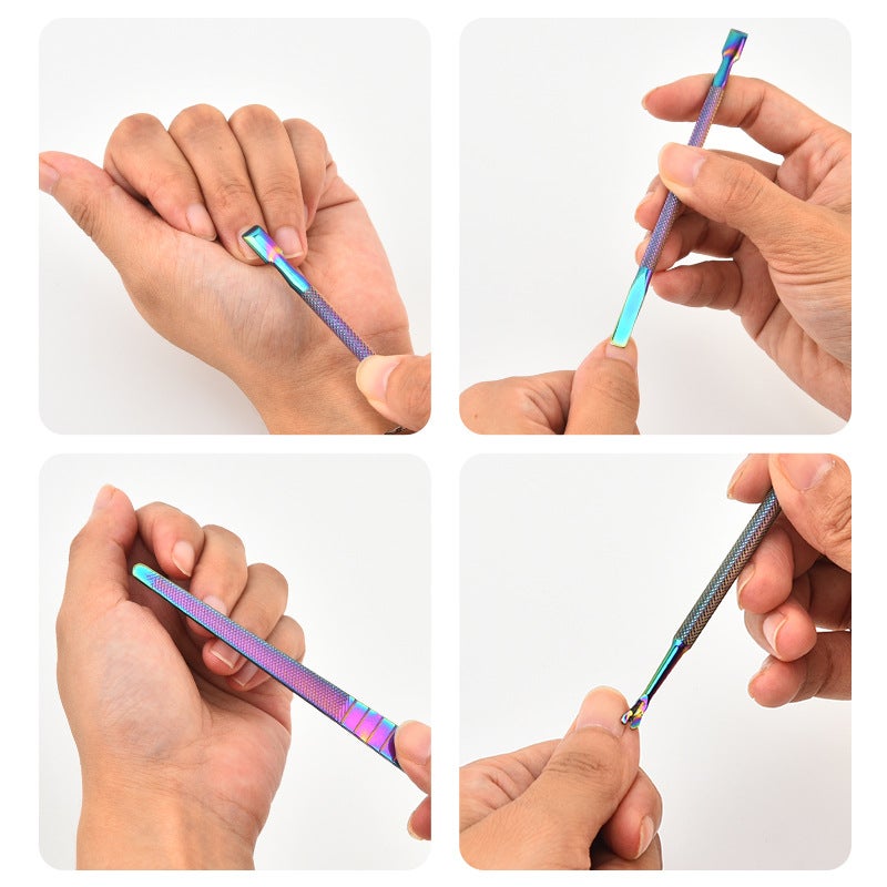 In-Stock Stainless Steel Nail Cuticle Pusher Double-Ended Nail Remover Titanium Nail File Cuticle Remover Tool Titanium Model - Image 5