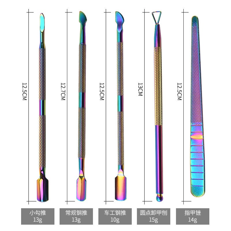 In-Stock Stainless Steel Nail Cuticle Pusher Double-Ended Nail Remover Titanium Nail File Cuticle Remover Tool Titanium Model - Image 4