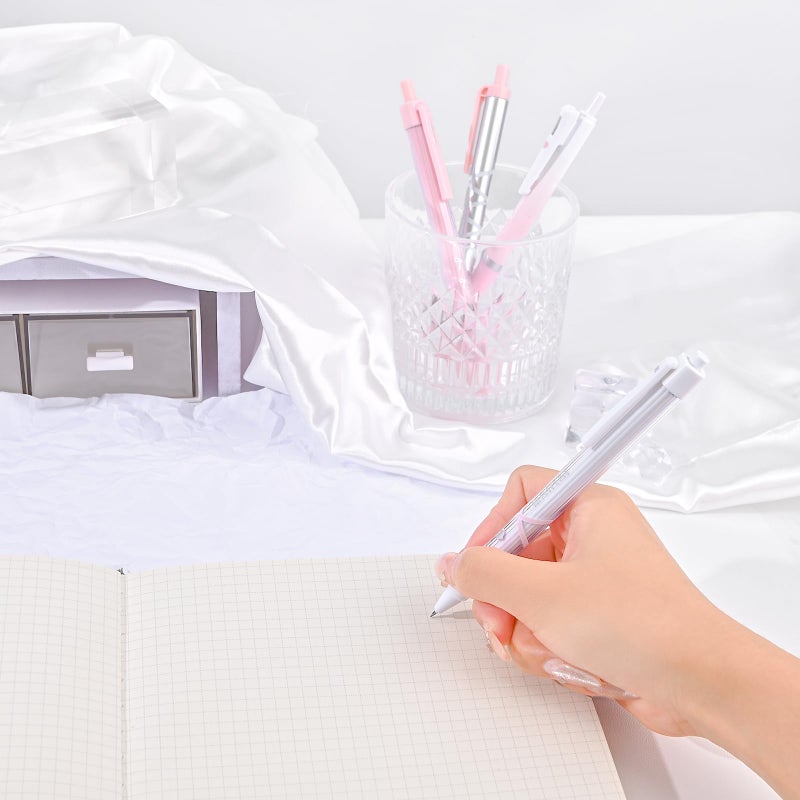 BAYTORY 8Pcs Gel Pens, Aesthetic Pens, Pastel Pen, Fine Point 0.5 mm Pen for Journaling, Retractable Quick Dry Black Ink, Smooth Writing for Office School Supplies (Pink Series) - Image 4