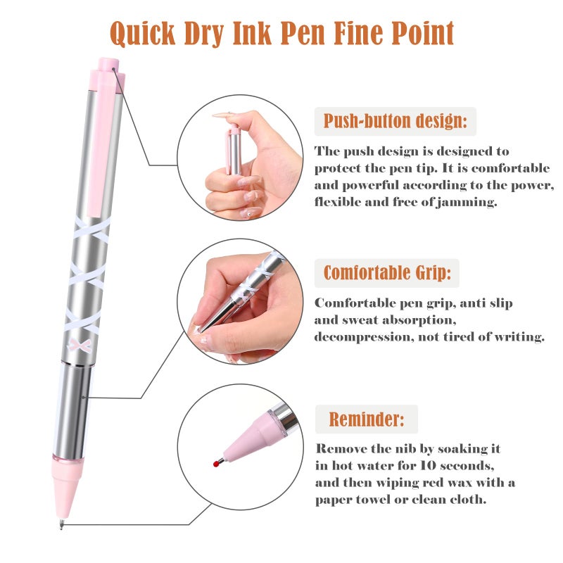 BAYTORY 8Pcs Gel Pens, Aesthetic Pens, Pastel Pen, Fine Point 0.5 mm Pen for Journaling, Retractable Quick Dry Black Ink, Smooth Writing for Office School Supplies (Pink Series) - Image 5