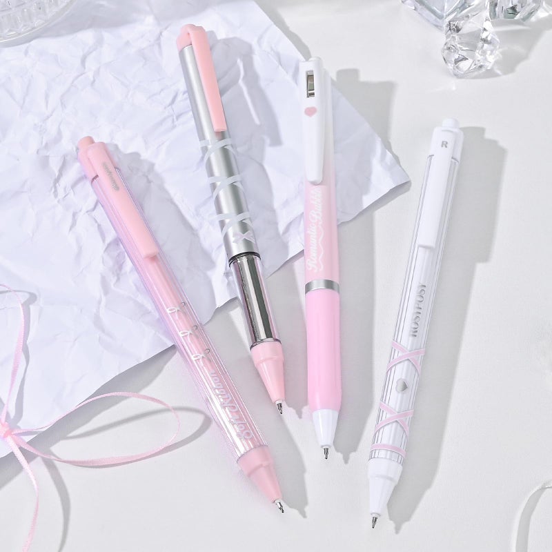BAYTORY 8Pcs Gel Pens, Aesthetic Pens, Pastel Pen, Fine Point 0.5 mm Pen for Journaling, Retractable Quick Dry Black Ink, Smooth Writing for Office School Supplies (Pink Series) - Image 3
