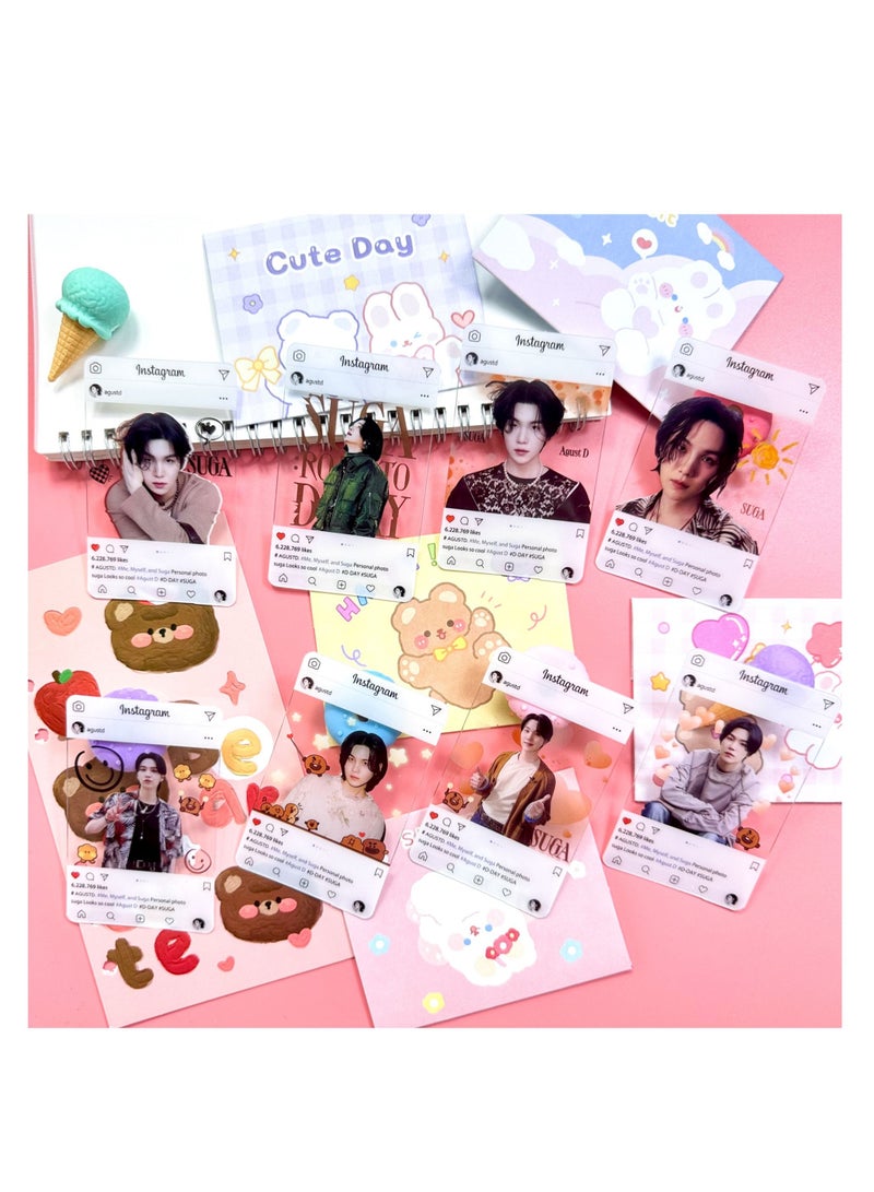 8 قطع من بطاقات BTS البلاستيكية الشفافة - SUGA - Image 2