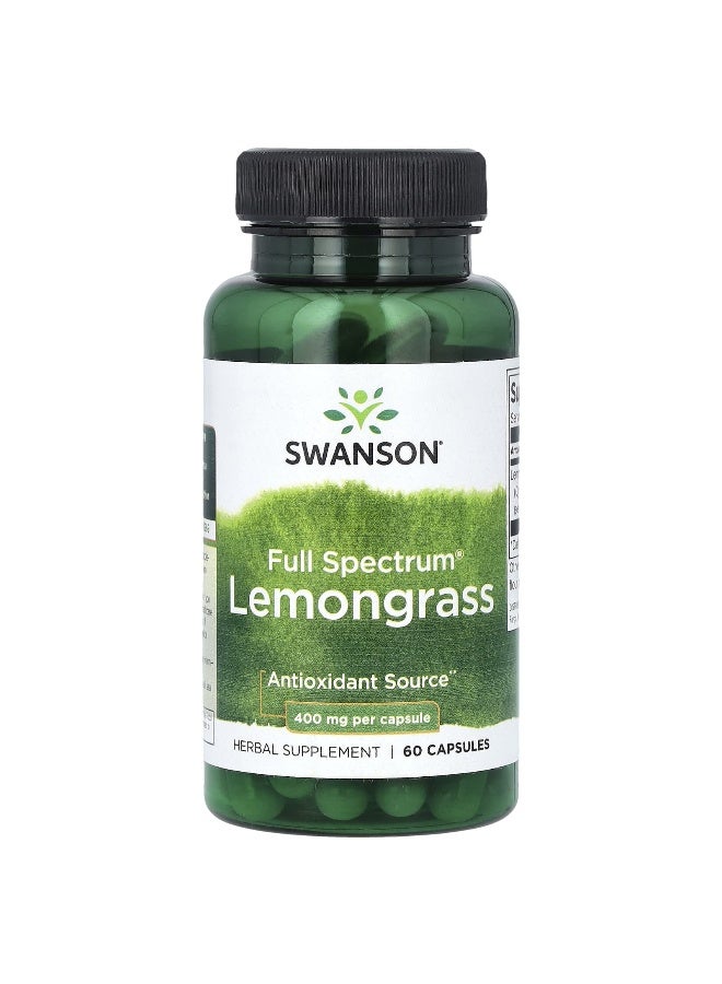 SWANSON Swanson, Full Spectrum Lemongrass, 400 mg, 60 Capsules  - Image 1