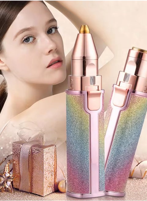 2 In 1 Rechargeable Flawless Eyebrow Trimmer & Facial Hair Remover-Multicolour