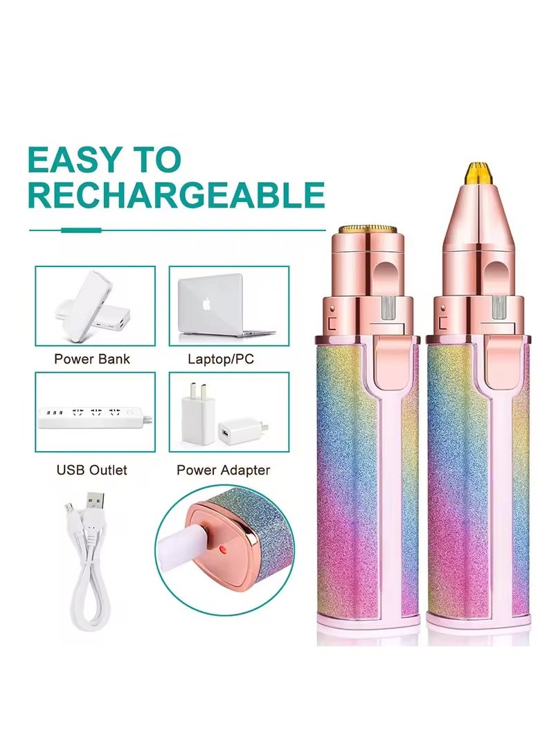 Generic - 2 In 1 Rechargeable Flawless Eyebrow Trimmer & Facial Hair Remover-Multicolour - Image 1