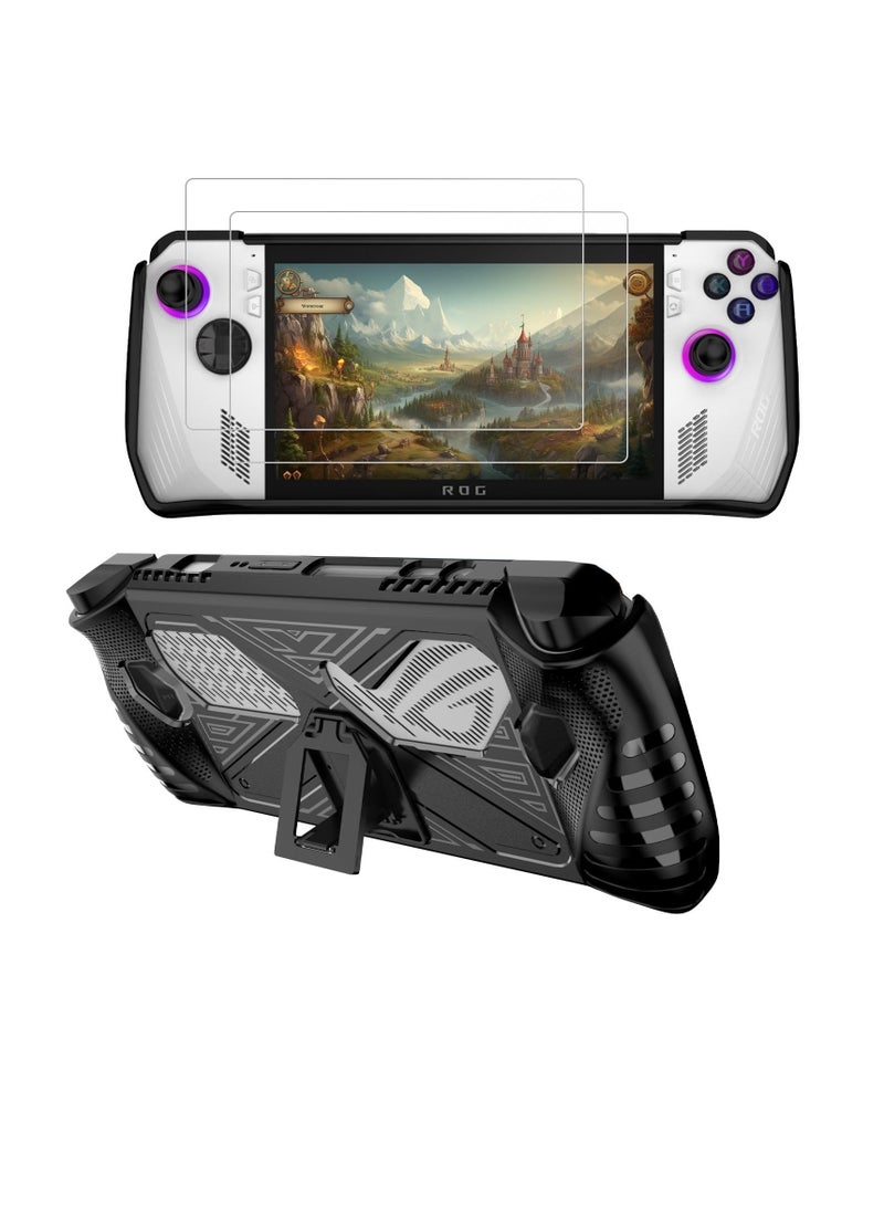 Travel Handbag, Protection Case for ASUS ROG Ally, with Shock-Absorption and Anti-Scratch Design, Built-in Stand for Game Handheld Console - Anti-Drop Shockproof Shell (Black)  - Image 1