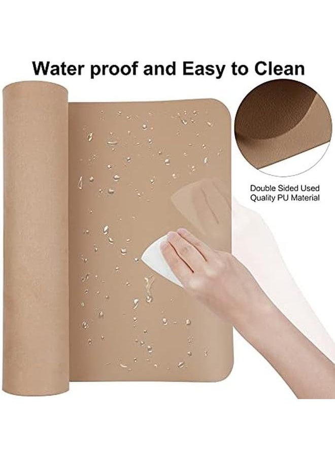 Leather Desk Mat Desk Pad Desktop Mat Waterproof Desk Mat For Desktop Desk Mat For Keyboard And Mouse Leather Mouse Pad Protector For Office And Home 76 * 36.5Cm M Beige