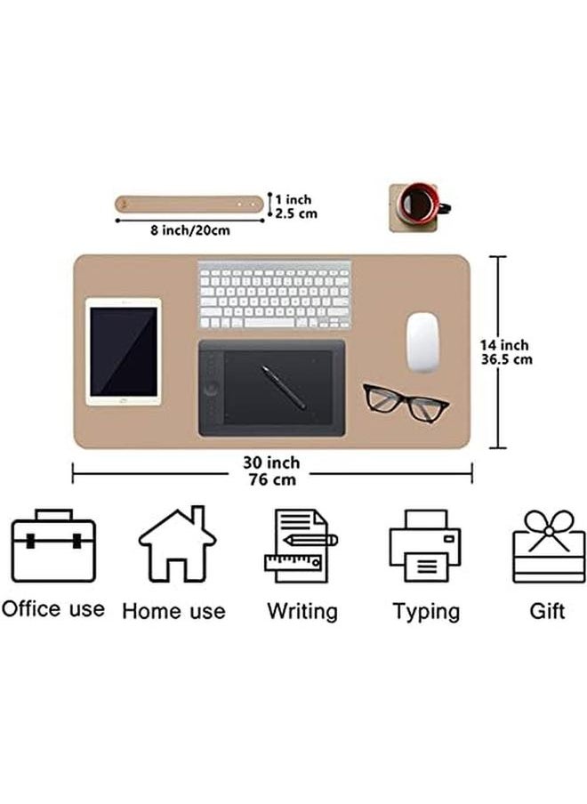 Leather Desk Mat Desk Pad Desktop Mat Waterproof Desk Mat For Desktop Desk Mat For Keyboard And Mouse Leather Mouse Pad Protector For Office And Home 76 * 36.5Cm M Beige