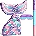 Faccito Mermaid Tail Piata Ocean Supplies Pull String Seashell Fish Piata with Blindfold and Bat for Girls Under The Sea Theme Birthday Party Carnival Activity DecorationsMermaid - Image 4