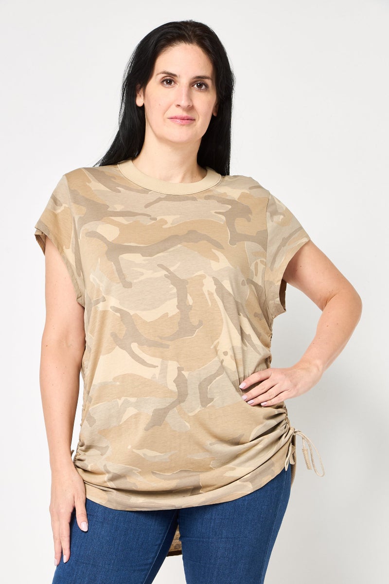G-Star RAW Women Crew Neck Cap sleeve Camouflage T-Shirt, Multicolor - Image 1