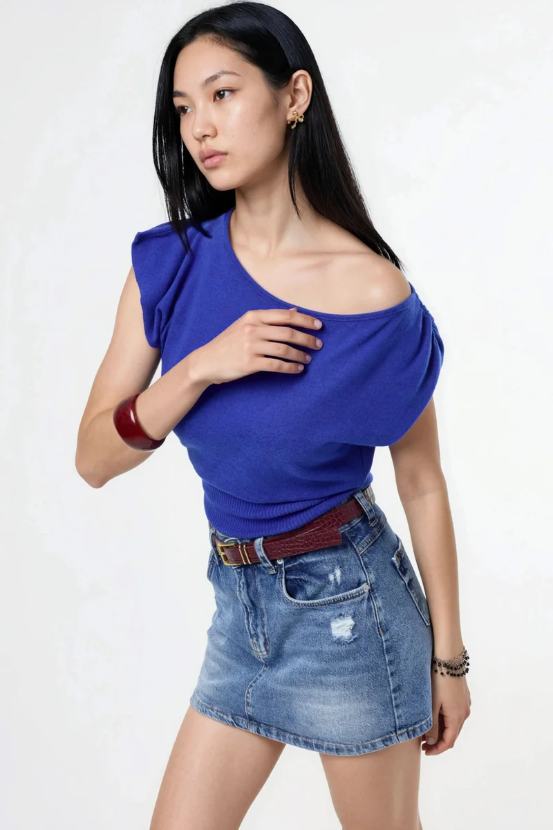 Busem BUSEM Boat Neck Ribbed Blouse