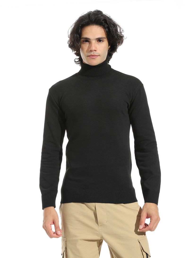 Andora Long Sleeves High Collar Pullover_Black - Image 1