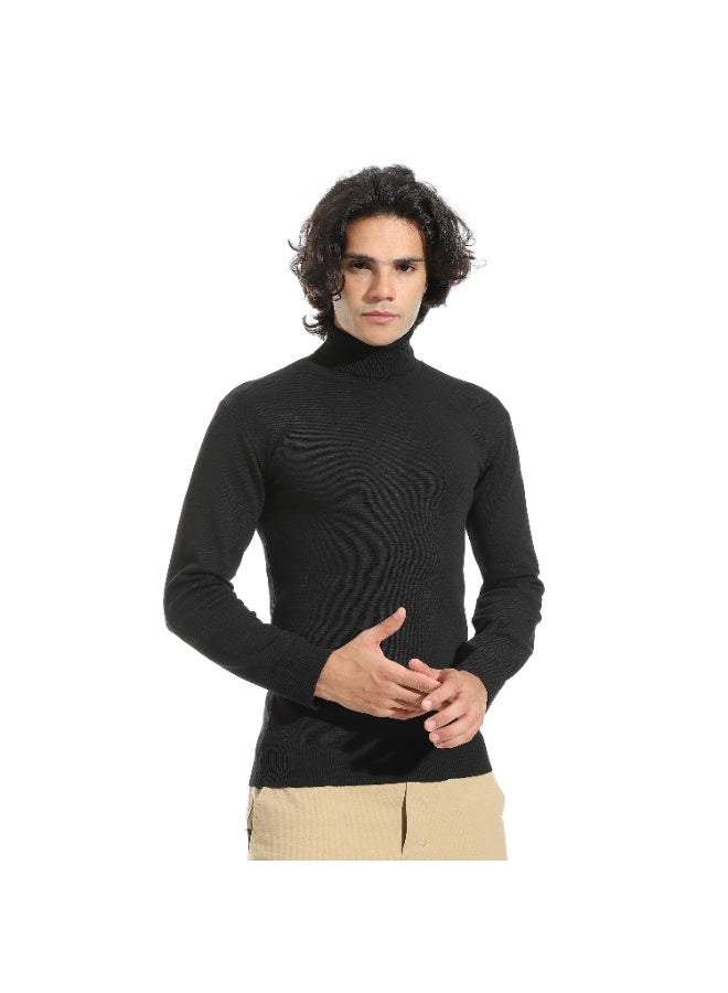 Andora Long Sleeves High Collar Pullover_Black - Image 4