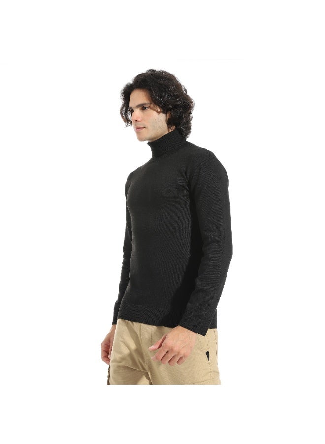 Andora Long Sleeves High Collar Pullover_Black - Image 3
