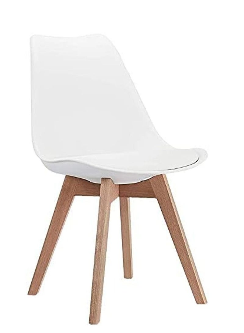 جالاكسي ديزاين كرسي طعام حديث من Galaxy Design بغطاء بلاستيكي مع وسادة جلدية على المقعد وأرجل خشبية لون أبيض مقاس (L x D x H) 41 x 40 x 83 سم موديل - JEAM2 - Image 1