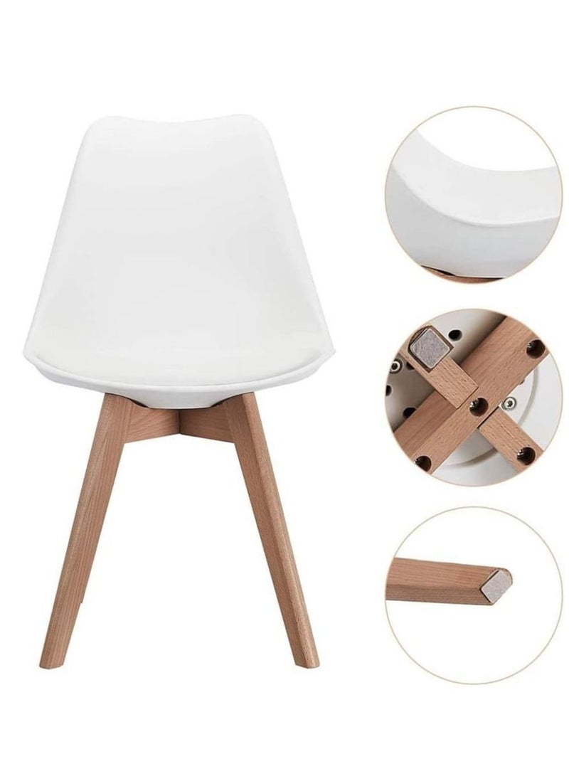 جالاكسي ديزاين كرسي طعام حديث من Galaxy Design بغطاء بلاستيكي مع وسادة جلدية على المقعد وأرجل خشبية لون أبيض مقاس (L x D x H) 41 x 40 x 83 سم موديل - JEAM2 - Image 2