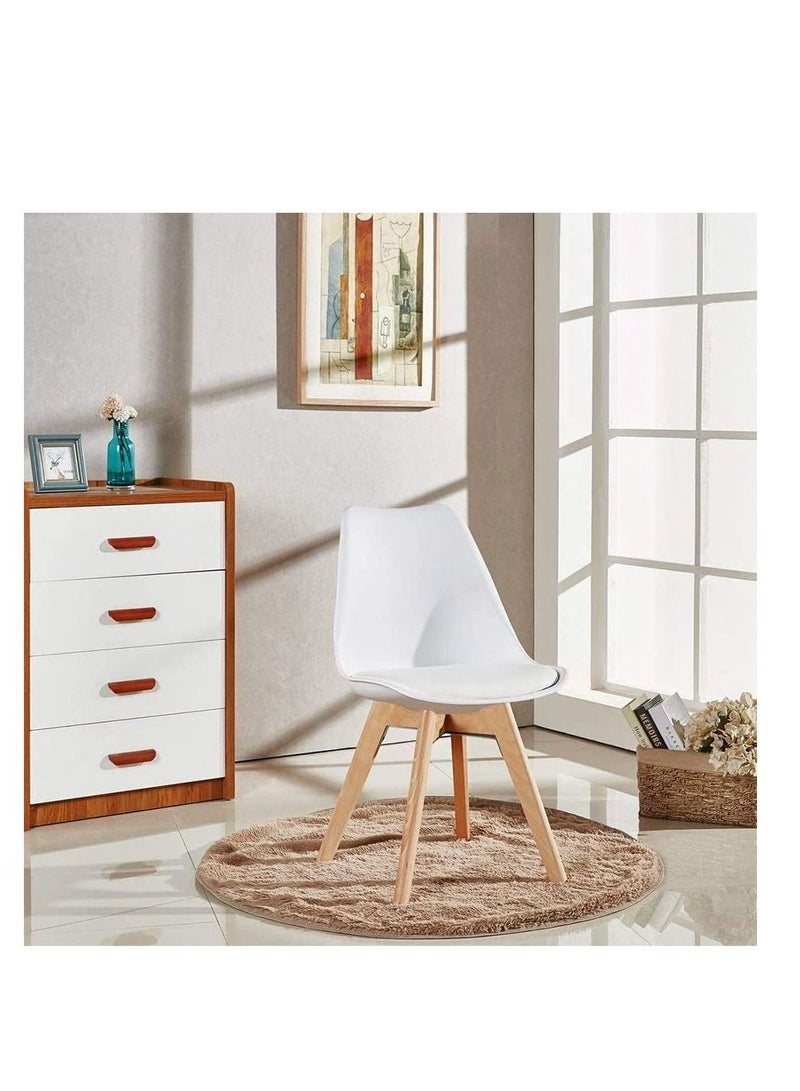 جالاكسي ديزاين كرسي طعام حديث من Galaxy Design بغطاء بلاستيكي مع وسادة جلدية على المقعد وأرجل خشبية لون أبيض مقاس (L x D x H) 41 x 40 x 83 سم موديل - JEAM2 - Image 3