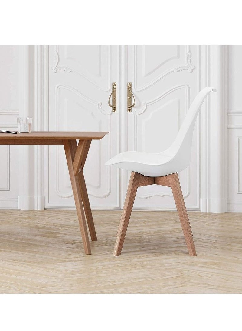 جالاكسي ديزاين كرسي طعام حديث من Galaxy Design بغطاء بلاستيكي مع وسادة جلدية على المقعد وأرجل خشبية لون أبيض مقاس (L x D x H) 41 x 40 x 83 سم موديل - JEAM2 - Image 4