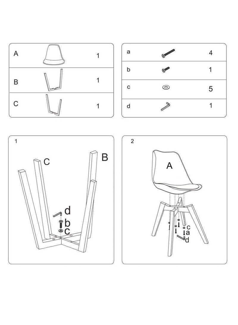 جالاكسي ديزاين كرسي طعام حديث من Galaxy Design بغطاء بلاستيكي مع وسادة جلدية على المقعد وأرجل خشبية لون أبيض مقاس (L x D x H) 41 x 40 x 83 سم موديل - JEAM2 - Image 5