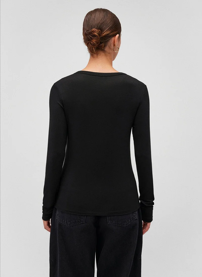 MAVI Black Long Sleeve Basic T-Shirt