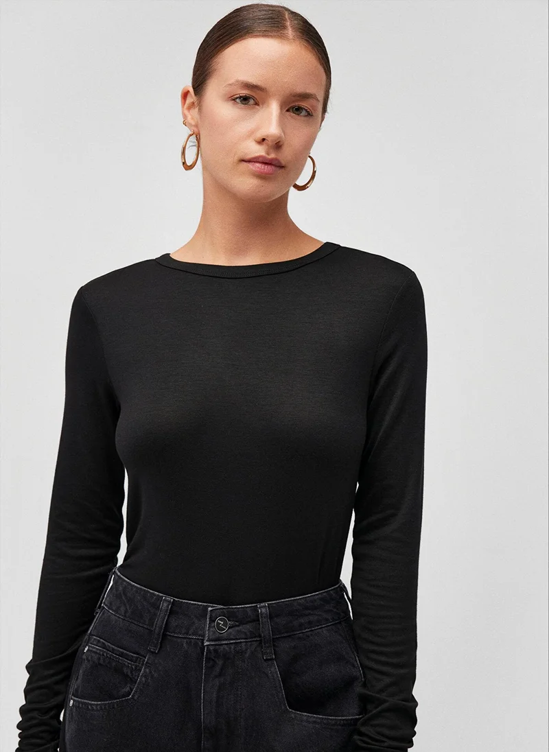 MAVI Black Long Sleeve Basic T-Shirt