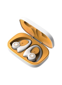TWS Bluetooth Earphones Wireless Earbuds Built in Mic with Microphone Earhooks for Running (White)