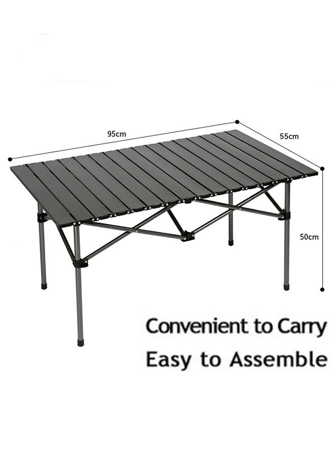 رولستيمي طاولة تخييم قابلة للطي طاولة نزهة محمولة للتخييم في الهواء الطلق نزهة 95 * 55 * 50 سنتيمتر ، أسود - Image 1