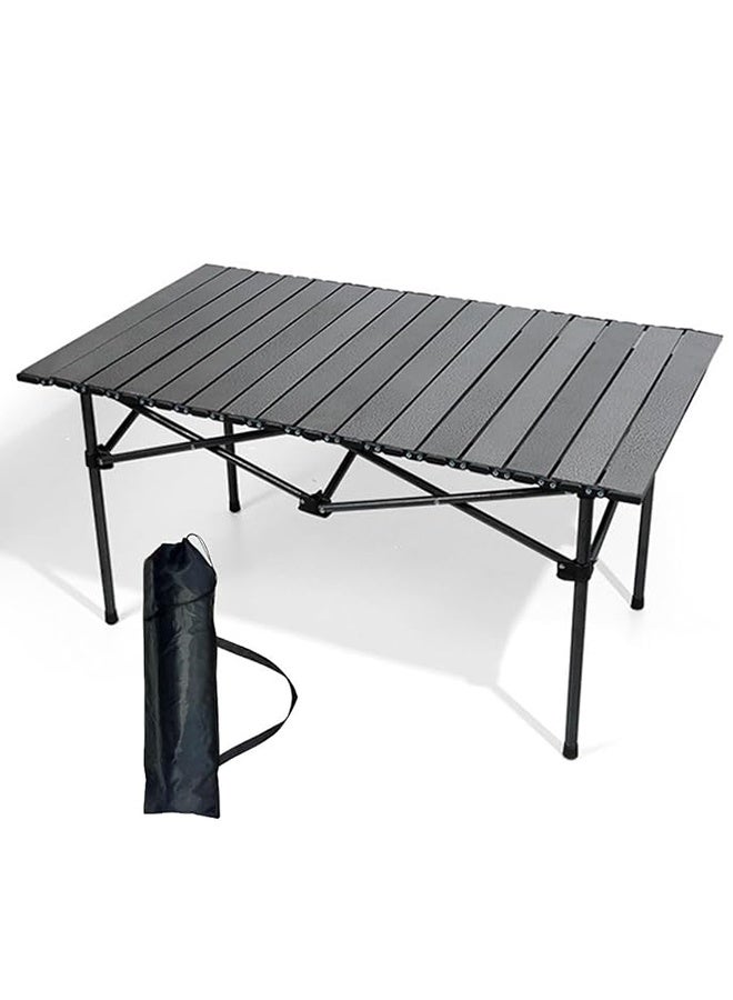 رولستيمي طاولة تخييم قابلة للطي طاولة نزهة محمولة للتخييم في الهواء الطلق نزهة 95 * 55 * 50 سنتيمتر ، أسود - Image 2
