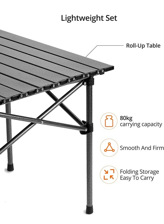 رولستيمي طاولة تخييم قابلة للطي طاولة نزهة محمولة للتخييم في الهواء الطلق نزهة 95 * 55 * 50 سنتيمتر ، أسود - Image 3