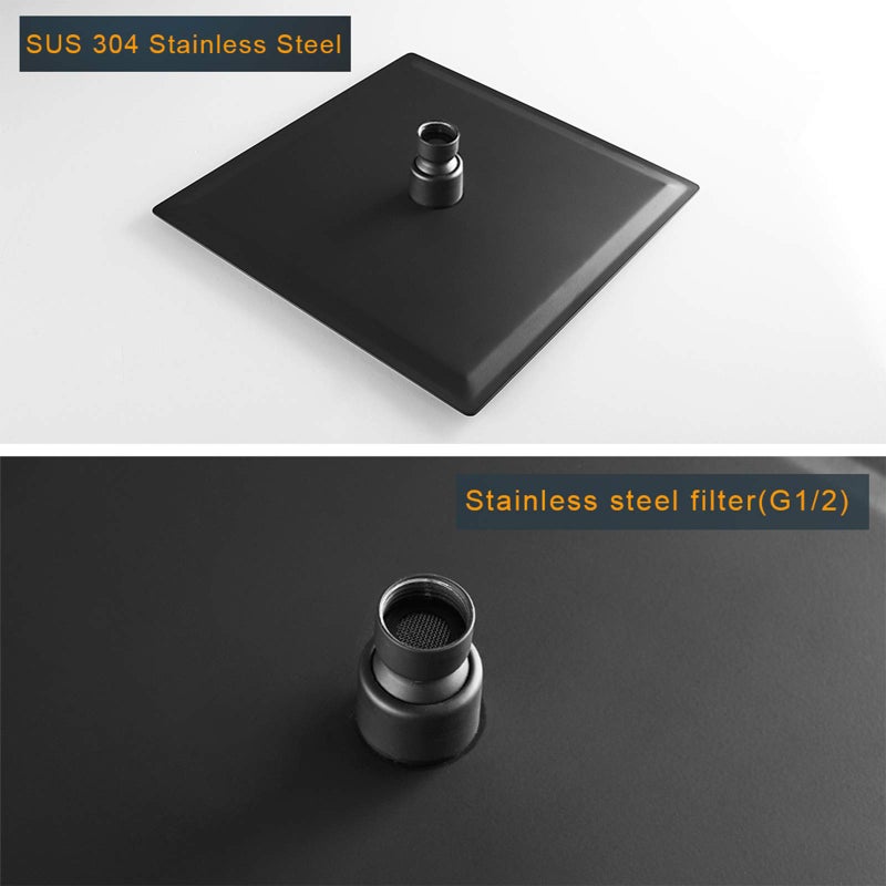 Besy 8 Inch Rain Shower Head  8"" Square Rainfall & High Pressure Stainless Steel Bath Showerhead  1/16"" Ultra Thin  Waterfall Full Body Coverage With Silicone Nozzle  Matte Black Finish - Image 5