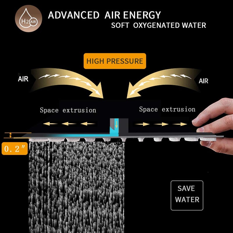 Besy 8 Inch Rain Shower Head  8"" Square Rainfall & High Pressure Stainless Steel Bath Showerhead  1/16"" Ultra Thin  Waterfall Full Body Coverage With Silicone Nozzle  Matte Black Finish - Image 3