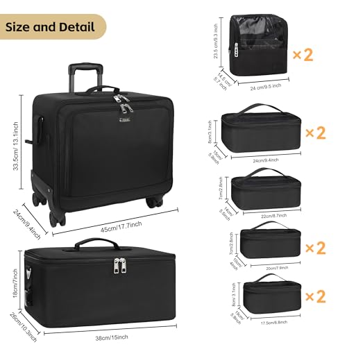 TANTO Rolling Makeup Bag Professional Makeup Artist Bags 4 in 1 Makeup Case on Wheels Rolling Cosmetics Organizer Extra Large Cosmetology Case With 360° Swivel Wheels and Adjustable Dividers - Image 2