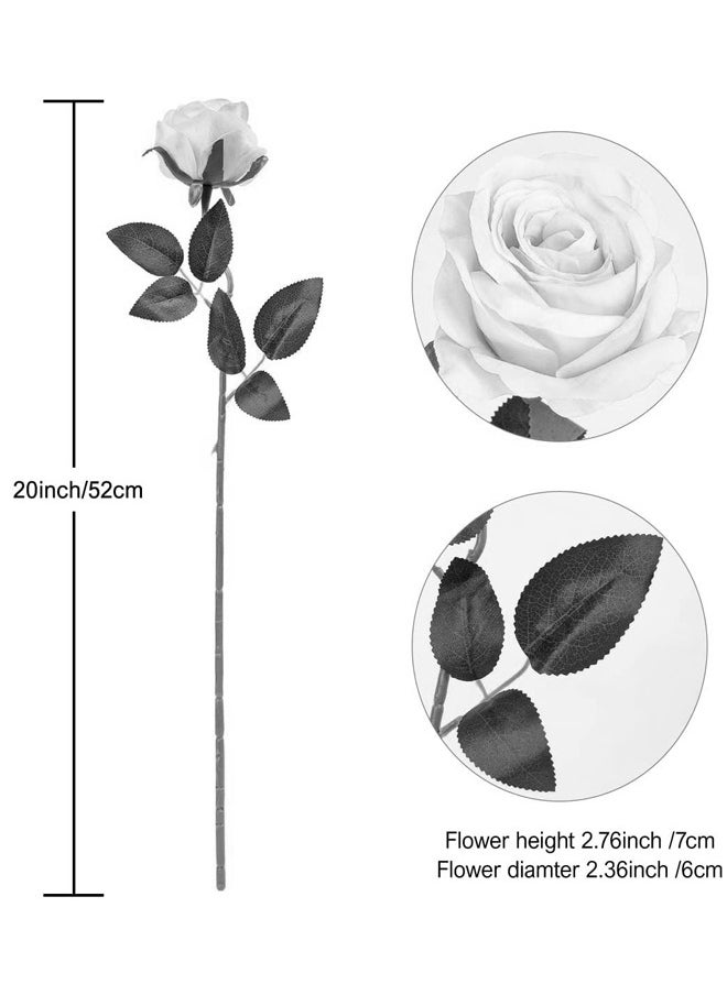 ZCM-HAPPY - 12 Pcs Blue Rose Artificial Silk Flowers 52cm - Image 1