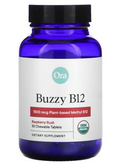 ORA Buzzy B12 Raspberry Rush 1500 mcg 30 Chewable Tablets 