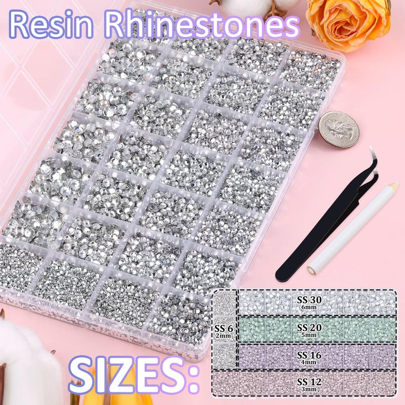 TINKRSTUFF 30000Pcs Resin Rhinestones for Bedazzling with Tweezers, Clear Rhinestones for Crafting with 3Pcs 10ml B7000 Jewelry Glue for DIY Crafts Clothing Tumblers Shoes Fabric Nail Art - Image 2