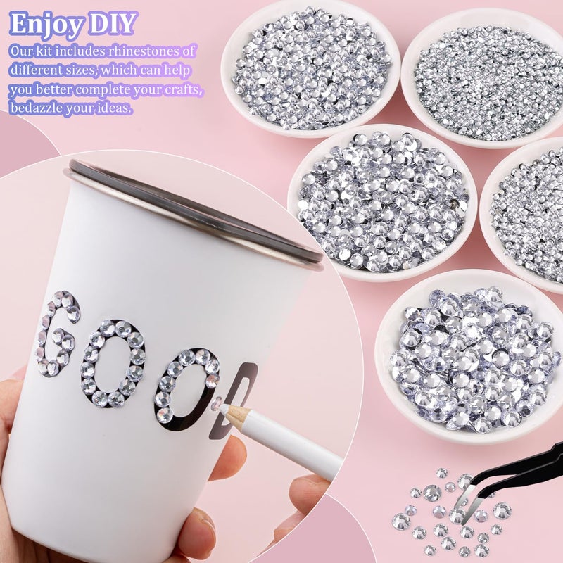 TINKRSTUFF 30000Pcs Resin Rhinestones for Bedazzling with Tweezers, Clear Rhinestones for Crafting with 3Pcs 10ml B7000 Jewelry Glue for DIY Crafts Clothing Tumblers Shoes Fabric Nail Art - Image 3