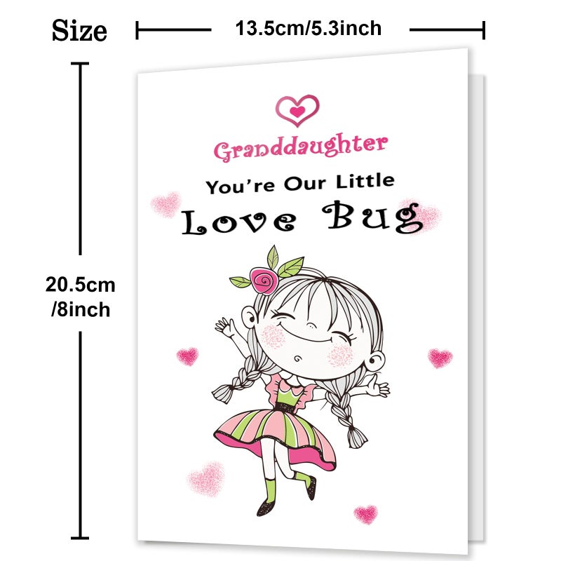HEJOYN Valentine Card for Granddaughter, Happy Valentine's Day Card Gifts for Granddaughter - Image 3