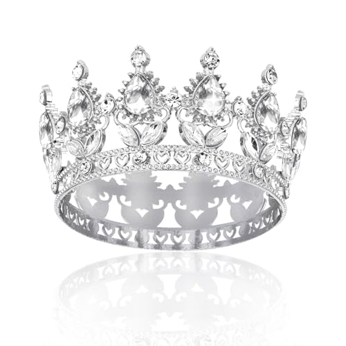 BAHABY Silver Crown Cake Topper Happy Birthday Cake Toppers Wedding Cake Toppers Mini Crowns for Flower Bouquets Party Decorations - Image 1
