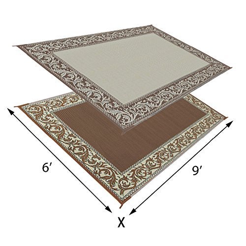 Stylish Camping Ming's Mark RD7 Stylish Camping Reversible Classical Patio Mat - 6' x 9', Brown/Beige - Image 2