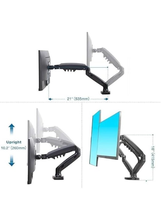 Dual Monitor Desk Mount – Full-Motion Gas Spring Arm for 17-30 Inch Screens, Supports 2–9kg Per Arm, VESA 75/100mm - Image 4